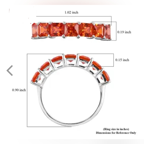 Orange Diamond 7 Stone Ring in Sterling Silver 4.00 ctw - Picture 8 of 15